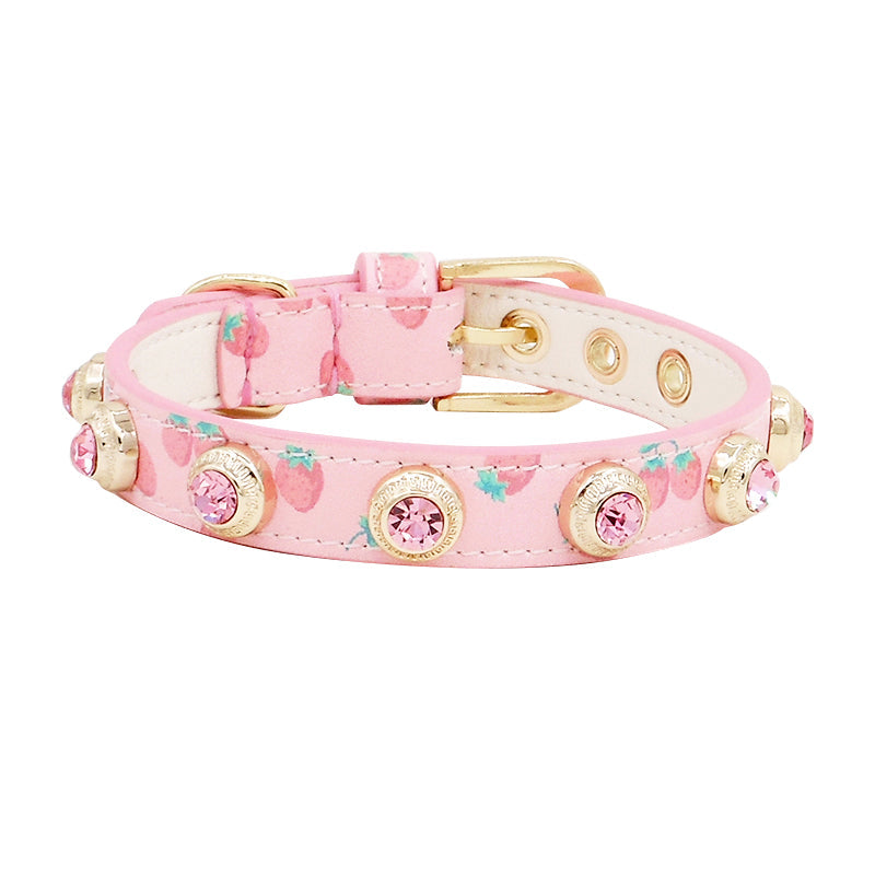 Pink Strawberry Collar | Pet Leash