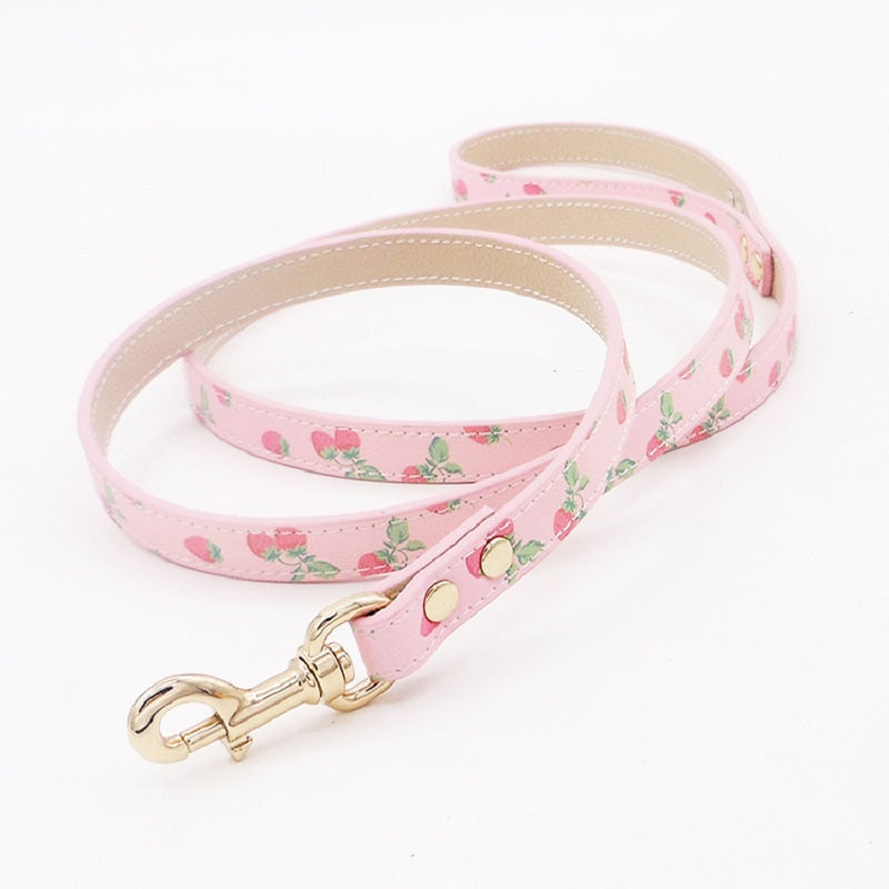 Pink Strawberry Collar | Pet Leash